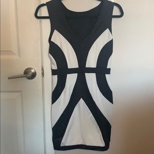 Sexy tight black and white body con dress